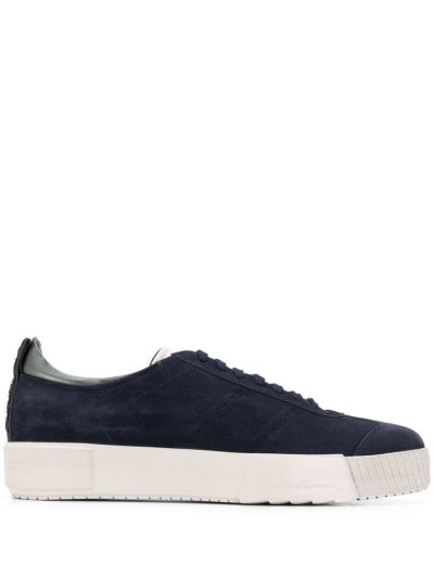 Blue Giorgio Armani Suede Lace Up Men's Sneakers | UAE66345