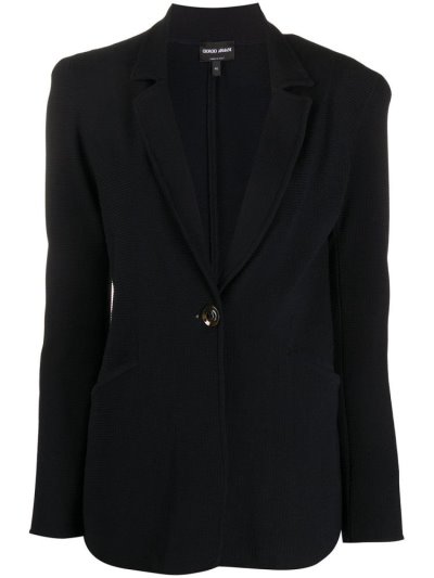 Blue Giorgio Armani Textured One Button Women's Blazers | UAE15605
