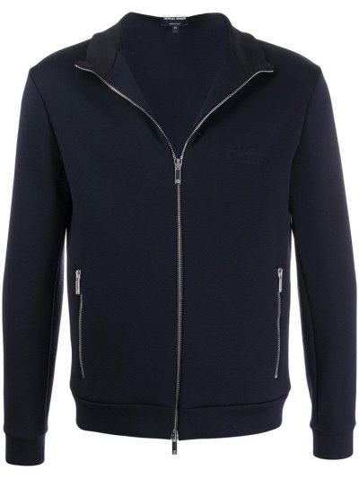 Blue Giorgio Armani Zip Front Men's Sweatshirts | UAE79122