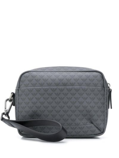 Blue / Black Armani Emporio Logo Print Men's Clutch Bag | UAE54773