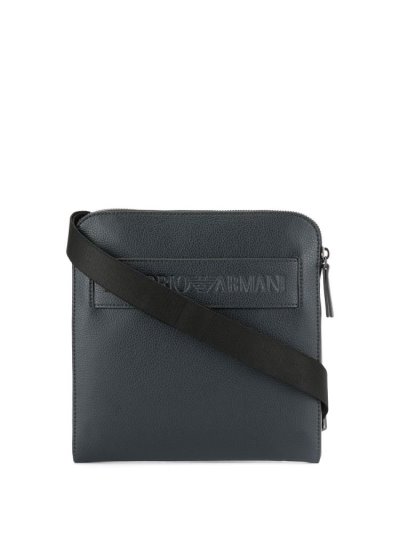 Blue / Black Armani Emporio Logo Strap Men's Messenger Bags | UAE71762