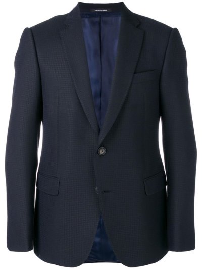 Blue / Black Armani Emporio Waffle Knit Style Suit Men's Jackets | UAE30915