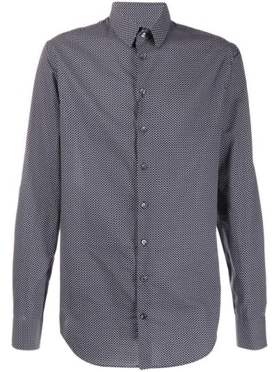 Blue / Black Giorgio Armani Printed Men's Shirts | UAE26470