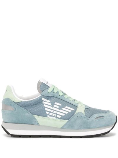 Blue / Green Armani Emporio Low Top Logo Women's Sneakers | UAE05678