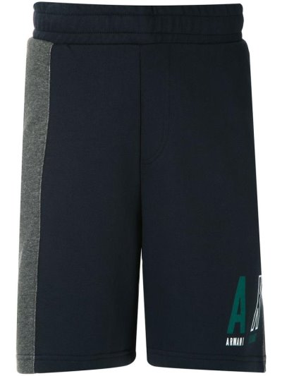 Blue / Grey Armani Exchange Colour Block Fleece Bermuda Shorts Men's Shorts | UAE90542