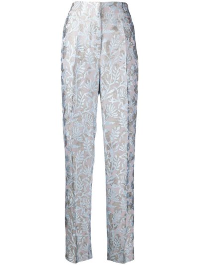 Blue / Grey Giorgio Armani Brocade Women's Pants | UAE60237