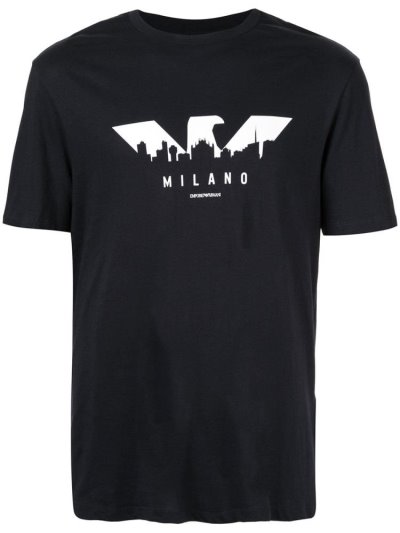Blue / White Armani Emporio Milano Men's T Shirts | UAE44432