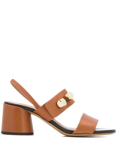 Brown Armani Emporio Cube Appliqués Women's Sandals | UAE31868