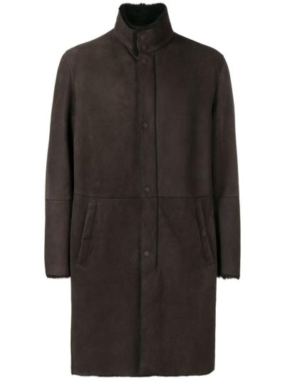 Brown Armani Emporio Shearling Lined Men's Coats | UAE33159