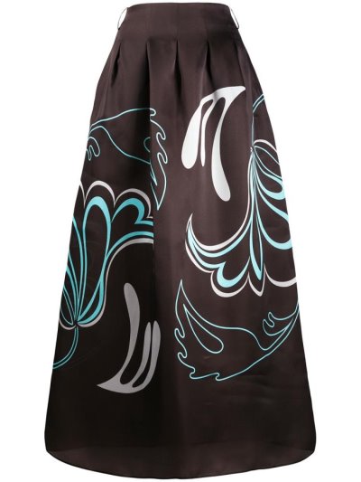 Brown Giorgio Armani Graphic Print Maxi Women's Skirts | UAE68690