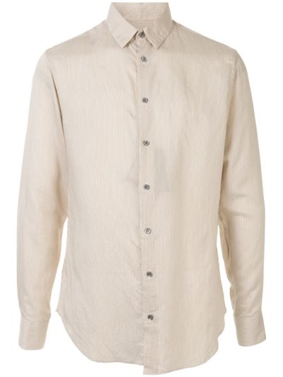 Brown Giorgio Armani Striped Men's Shirts | UAE48156