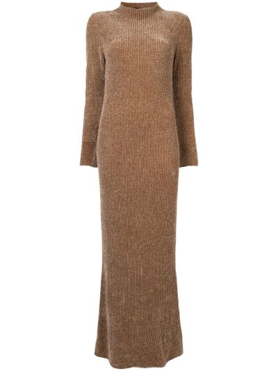 Brown Giorgio Armani Velvet Jersey Women's Dress | UAE51935