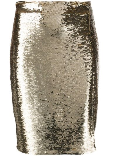 Gold Armani Emporio Sequin Pencil Skirt Women's Skirts | UAE78255
