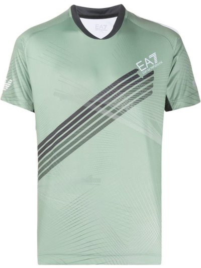 Green Ea7 Emporio Armani Sports Printed Men's T Shirts | UAE37974