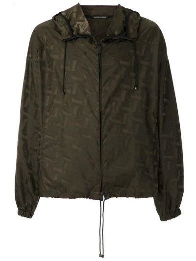 Green Armani Emporio All Over Print Windbreaker Men's Coats | UAE33076