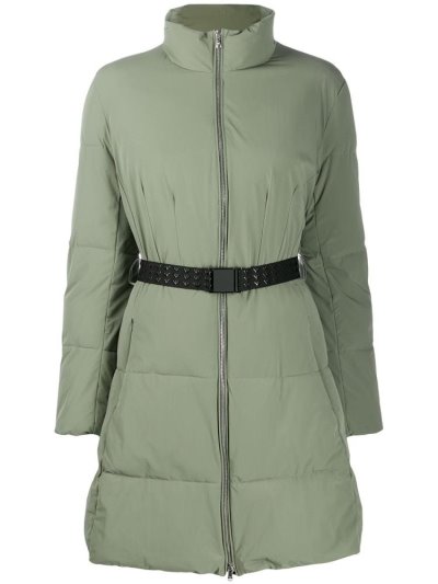 Green Armani Emporio Belted Puffer Jacket Women's Jackets | UAE43052