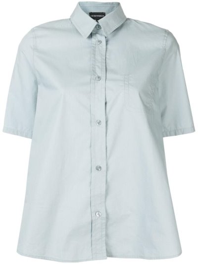 Green Armani Emporio Chest Pocket Oversized Women's Shirts | UAE21397