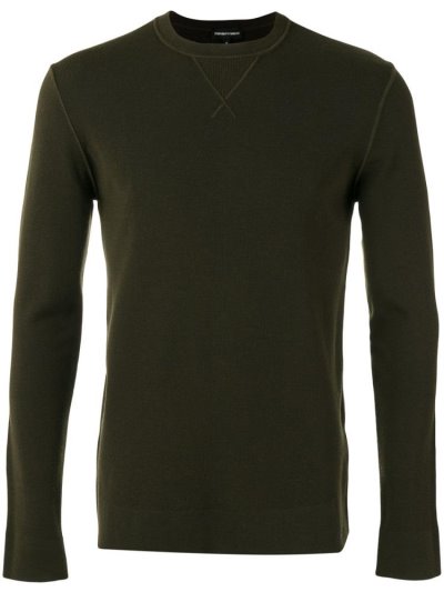 Green Armani Emporio Crew Neck Men's Jumpers | UAE30411