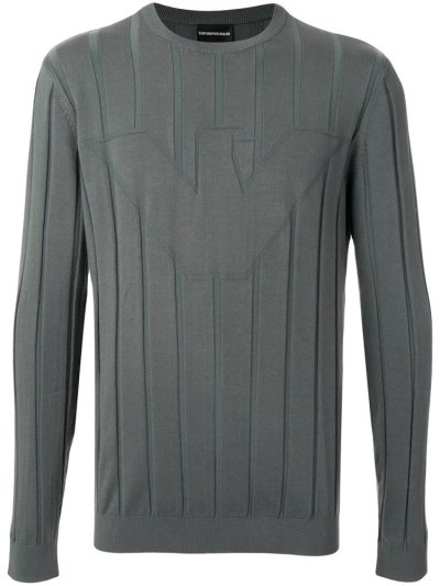 Green Armani Emporio Embossed Logo Men's Jumpers | UAE68791