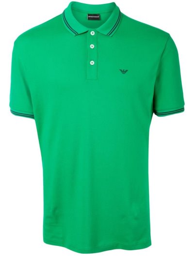Green Armani Emporio Embroidered Logo Men's Polo Shirts | UAE98544