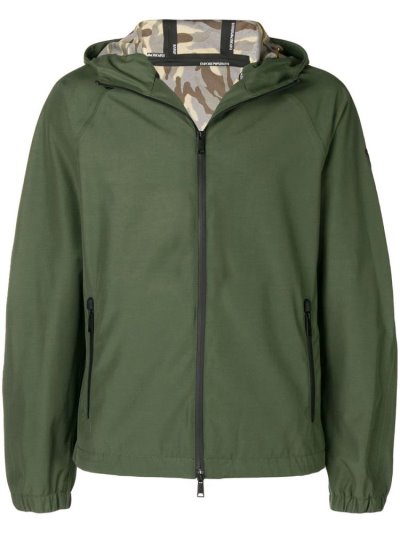 Green Armani Emporio Hooded Lightweight Men's Jackets | UAE94431