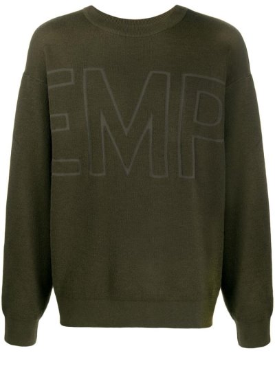 Green Armani Emporio Jacquard Logo Men's Jumpers | UAE67249