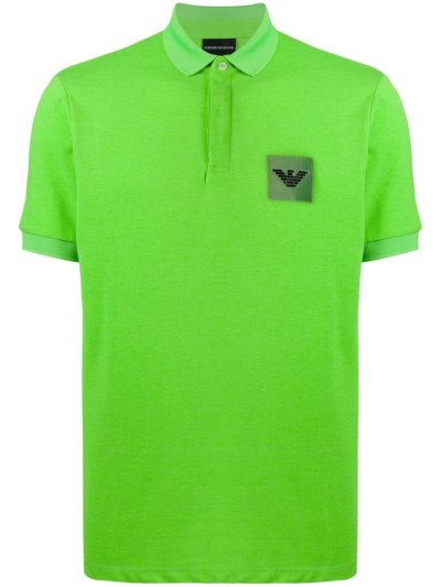 Green Armani Emporio Logo Patch Men's Polo Shirts | UAE91924