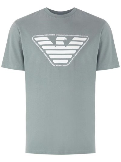 Green Armani Emporio Logo Print Men's T Shirts | UAE24917