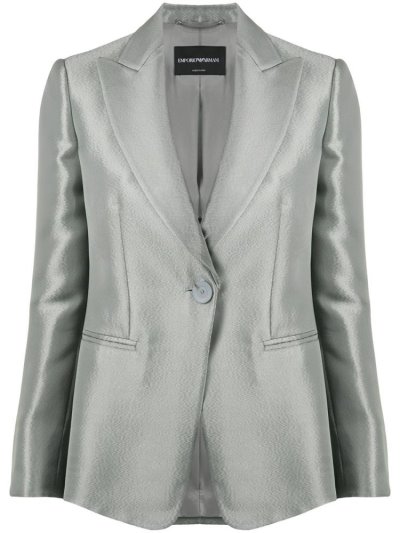 Green Armani Emporio Metallic One Button Women's Blazers | UAE95640