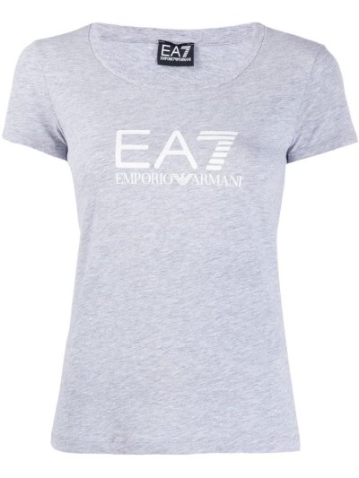 Grey Ea7 Emporio Armani Fitted Logo Print Women's T Shirts | UAE04805