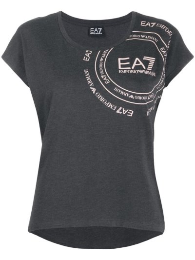 Grey Ea7 Emporio Armani Logo Print Women's T Shirts | UAE42031