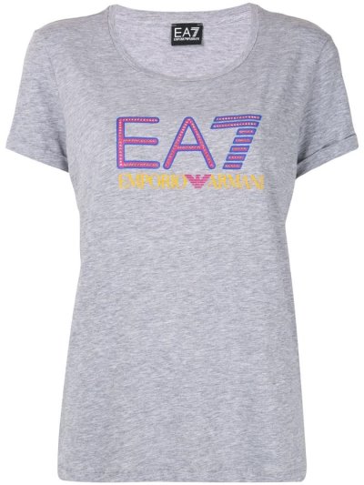 Grey Ea7 Emporio Armani Logo Print Women's T Shirts | UAE95244