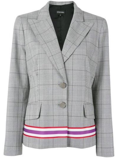 Grey Armani Emporio Checked Tailored Women's Blazers | UAE19531