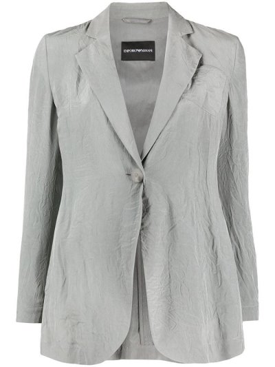 Grey Armani Emporio Creased Single Breasted Women's Blazers | UAE10243