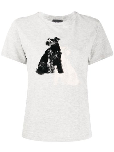 Grey Armani Emporio Dog Print Women's T Shirts | UAE33937