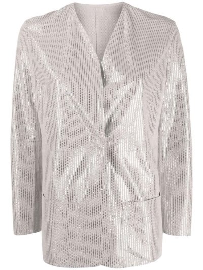Grey Armani Emporio Embellished Collarless Women's Blazers | UAE00163