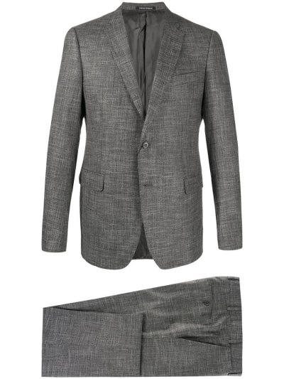 Grey Armani Emporio Fitted Two Piece Men's Suits | UAE13364