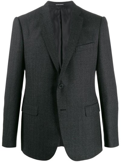 Grey Armani Emporio Herringbone Print Men's Blazers | UAE44050