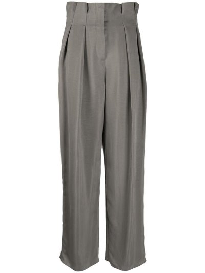 Grey Armani Emporio High Rise Paperbag Women's Pants | UAE18479