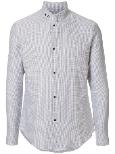 Grey Armani Emporio Logo Embroidered Men's Shirts | UAE48149