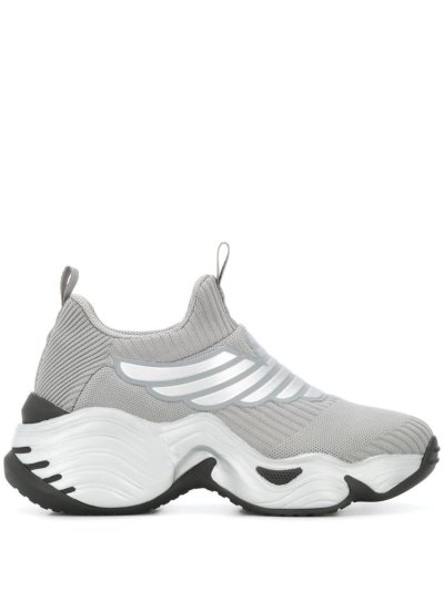 Grey Armani Emporio Logo Knit Sock Women's Sneakers | UAE58887