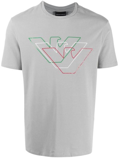 Grey Armani Emporio Logo Men's T Shirts | UAE36868