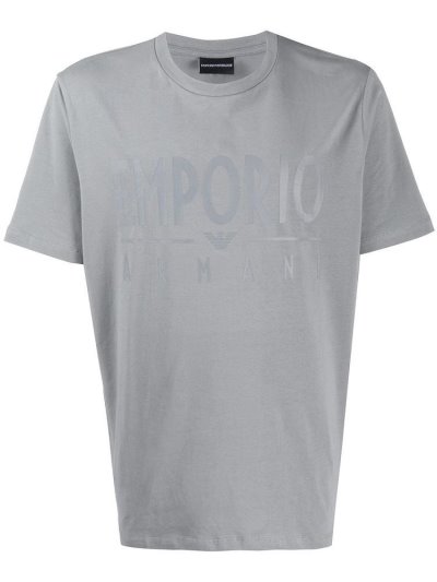 Grey Armani Emporio Logo Print Men's T Shirts | UAE54849