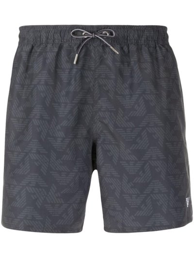 Grey Armani Emporio Logo Print Men's Swim Shorts | UAE57674