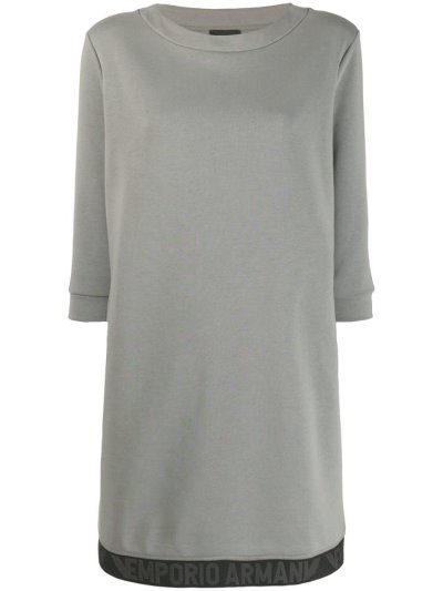 Grey Armani Emporio Logo Stripe Sweater Women's Dress | UAE48009