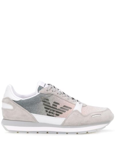 Grey Armani Emporio Panelled Logo Women's Sneakers | UAE09730