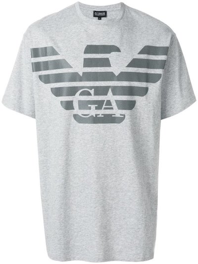 Grey Armani Emporio Short Sleeve Logo Men's T Shirts | UAE82017