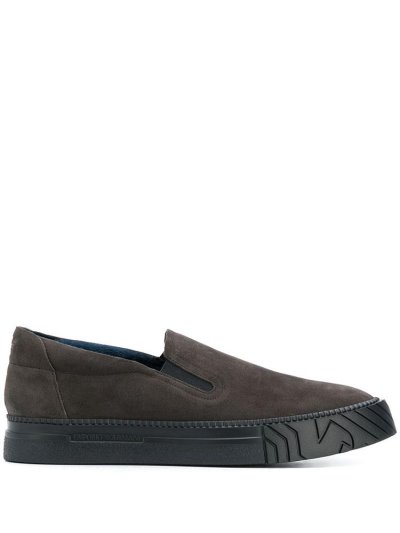 Grey Armani Emporio Slip On Men's Sneakers | UAE00928