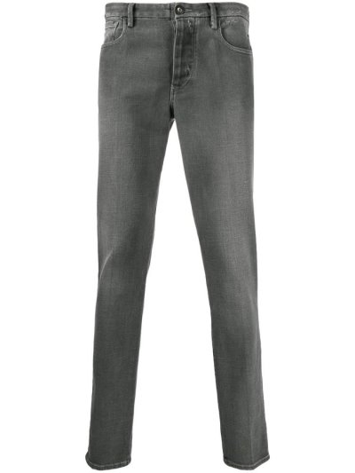 Grey Armani Emporio Straight Leg Distressed Effect Men's Jeans | UAE91768