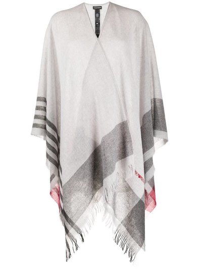 Grey Armani Emporio Striped Asymmetric Poncho Women's Coats | UAE33162